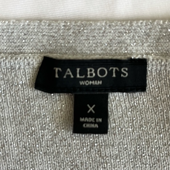 Talbots Sleeveless Silver Metallic Knit Sweater Sz X - Picture 7 of 7